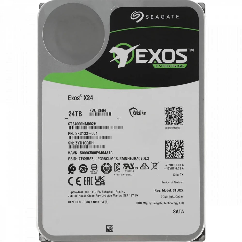Серверный жесткий диск Seagate Exos X24 (ST24000NM000C-FR) 3,5 LFF, 24 ТБ, SATA