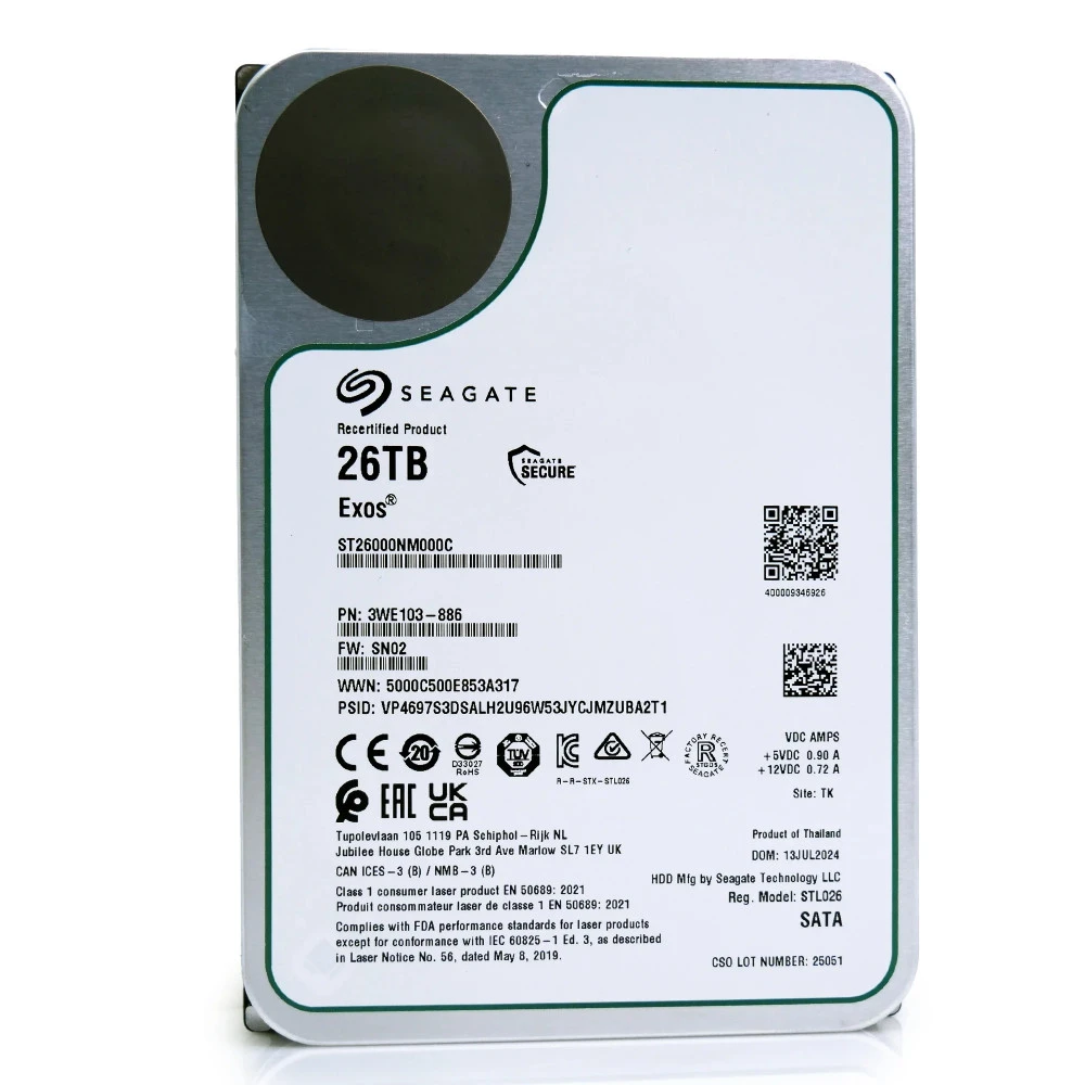 Серверный жесткий диск Seagate Exos X26 (ST26000NM000C-FR) 3,5 LFF, 26 ТБ, SATA