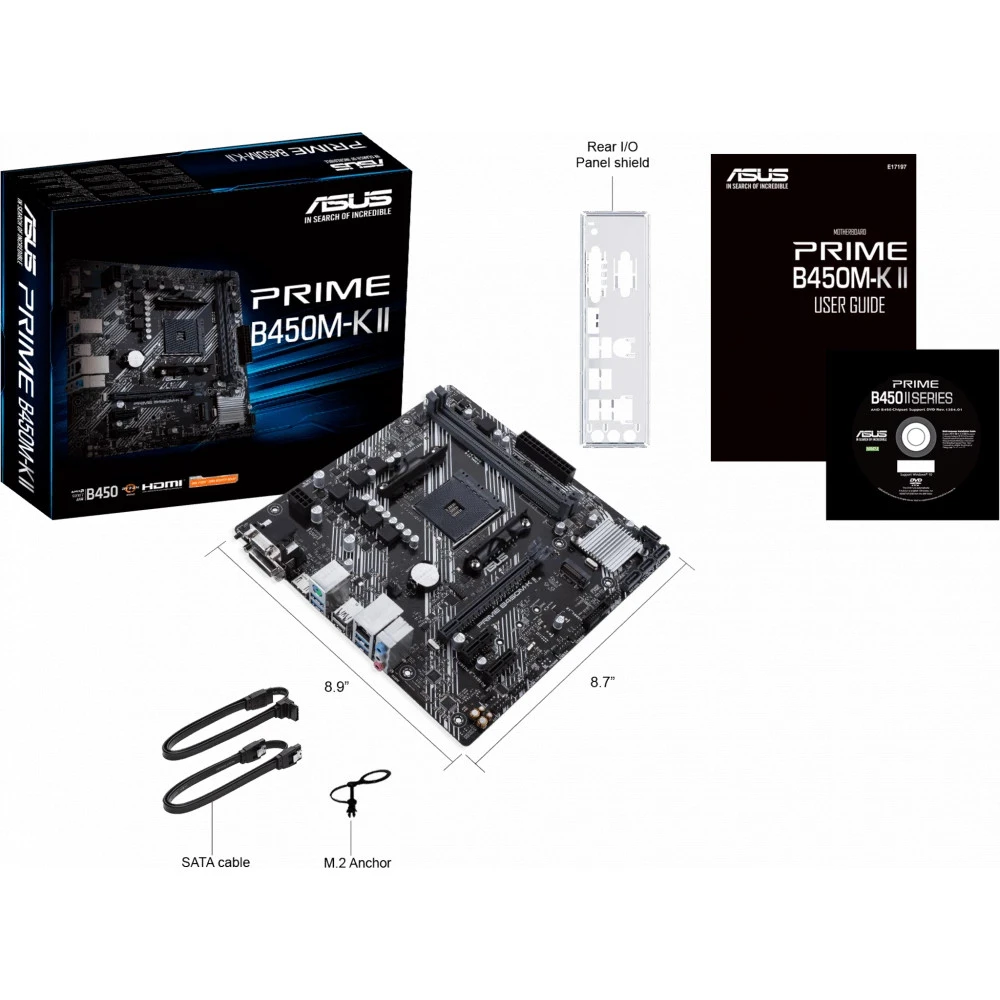 Материнская плата Asus PRIME B450M-K II DDR4 Micro-ATX, AMD AM4