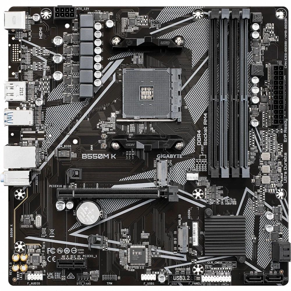 Материнская плата Gigabyte B550M K DDR4 Micro-ATX, AMD AM4