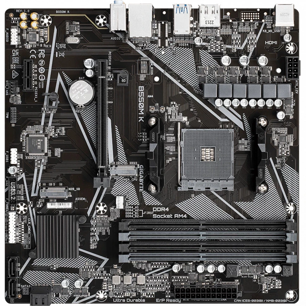 Материнская плата Gigabyte B550M K DDR4 Micro-ATX, AMD AM4
