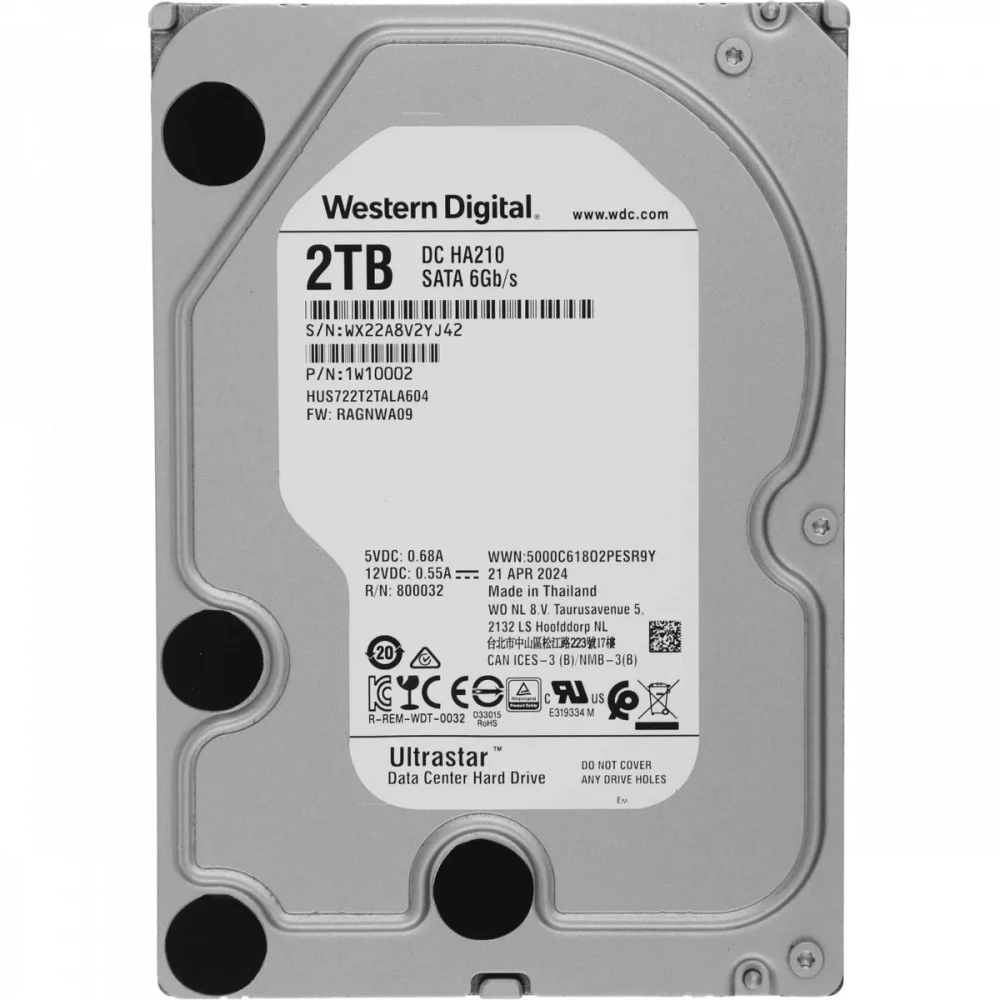 Серверный жесткий диск Western Digital Ultrastar DC HA210 HUS722T2TALA604 HUS722T2TALA604_1W10002 3,5 LFF, 2 ТБ, SATA