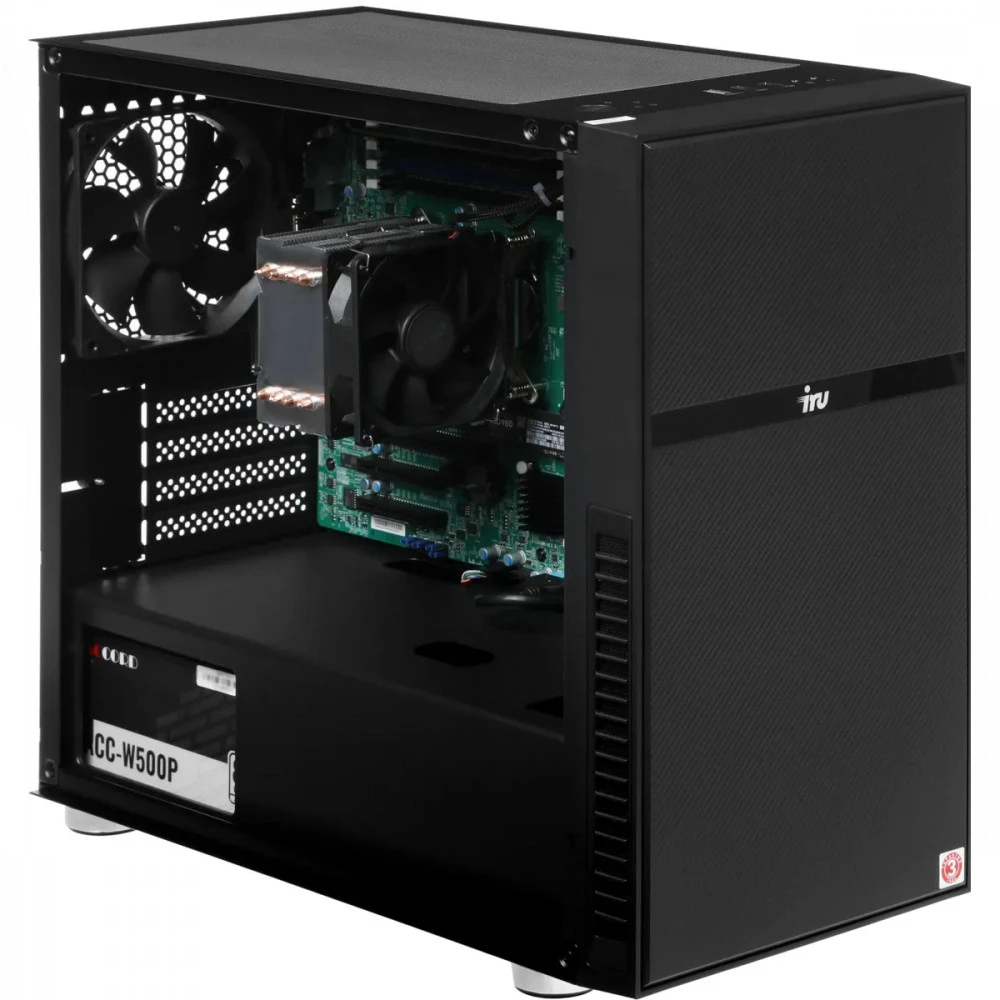 Сервер iRU Rock w9102e 2107710 Tower, Xeon E-2236, 3400 МГц, 6, 12, 2 x 16 ГБ, SFF 2.5" + LFF  3.5", 2, 1x 1 ТБ