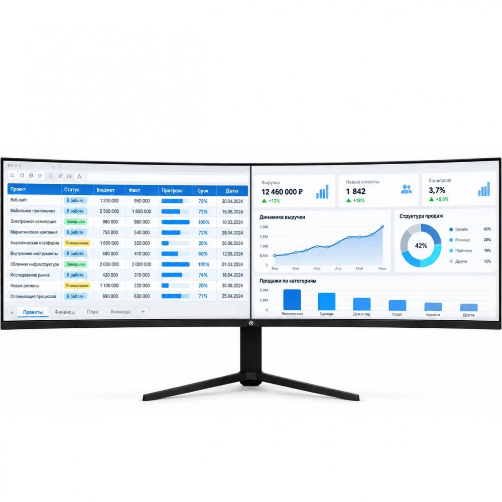 Монитор ONVYX ONMR494K200P169PR 49 ", VA, Dual Quad HD 5120x1440 (32:9), 240 Гц