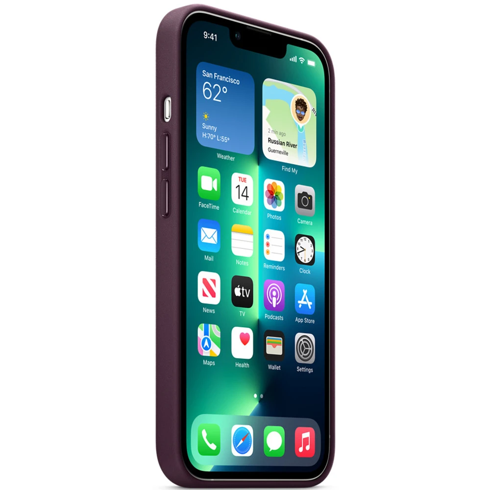 Аксессуары для смартфона Apple Чехол iPhone 13 Pro Leather Case with MagSafe - Dark Cherry MM1A3ZM/A