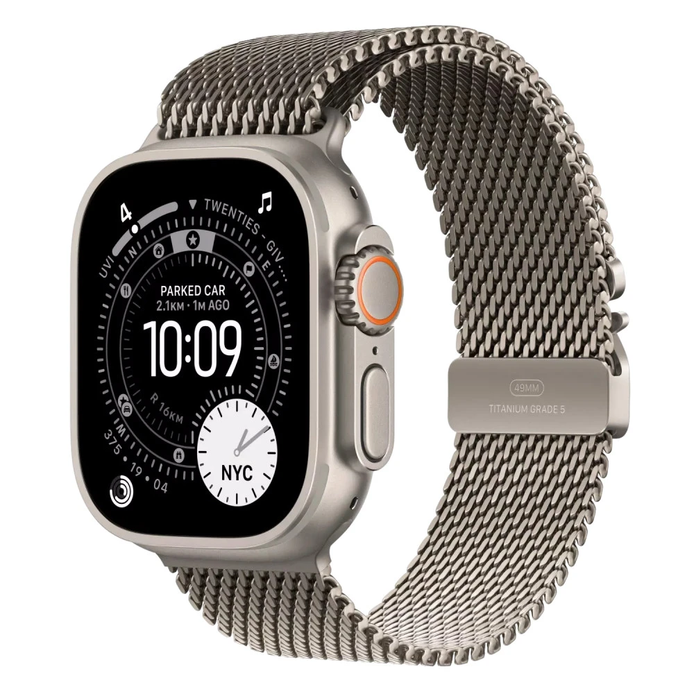Apple Watch Ultra 3 GPS + Cellular 49mm Natural Titanium Case with Natural Titanium Milanese Loop - Small MEWW4QR/A Смарт-часы