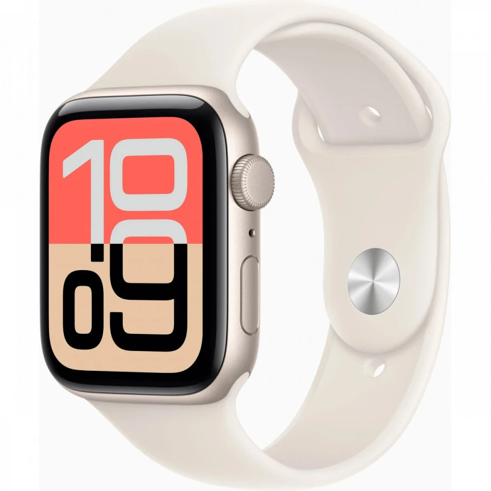 Apple Watch SE 3 44mm Aluminum Starlight Case with Starlight Sport Band M/L MEHJ4LW/A Смарт-часы