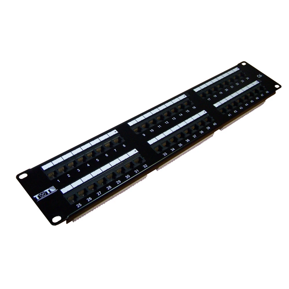 Патч-панель TWT 48 портов, UTP, кат.6, 2U TWT-PP48UTP/6 48 портов, UTP, Cat. 6