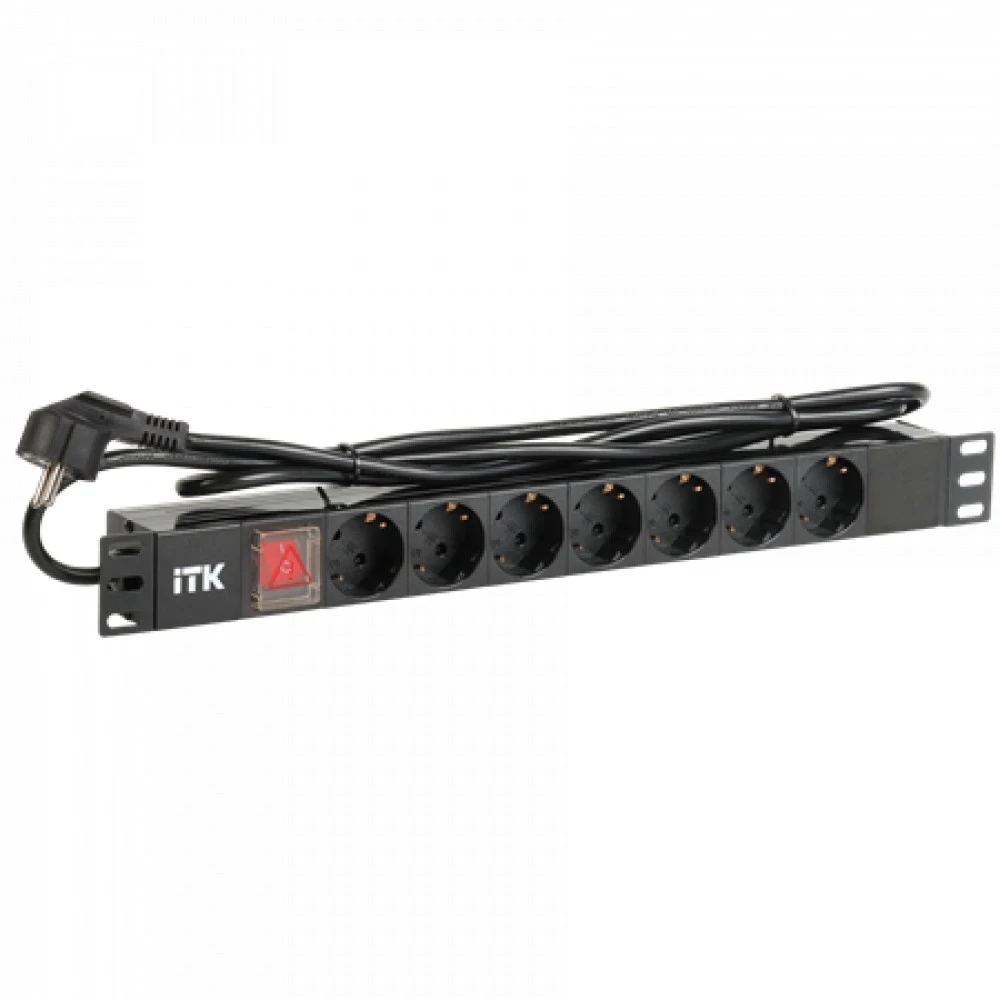 Аксессуар для серверного шкафа ITK PDU 7 розеток нем. стандарт, с LED выключателем PH12-7D1