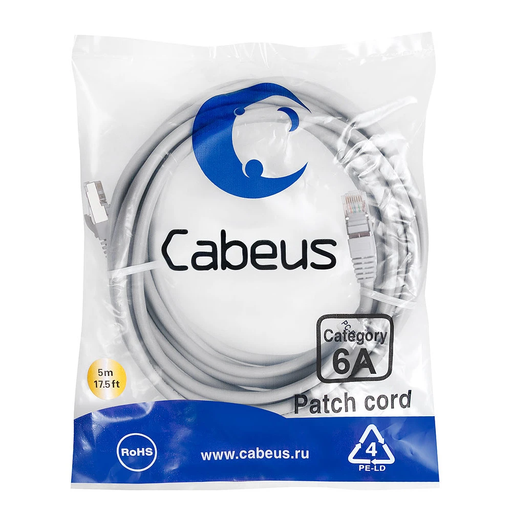 Патч-корд Cabeus PC-SSTP-RJ45-Cat.6a-5m-LSZH