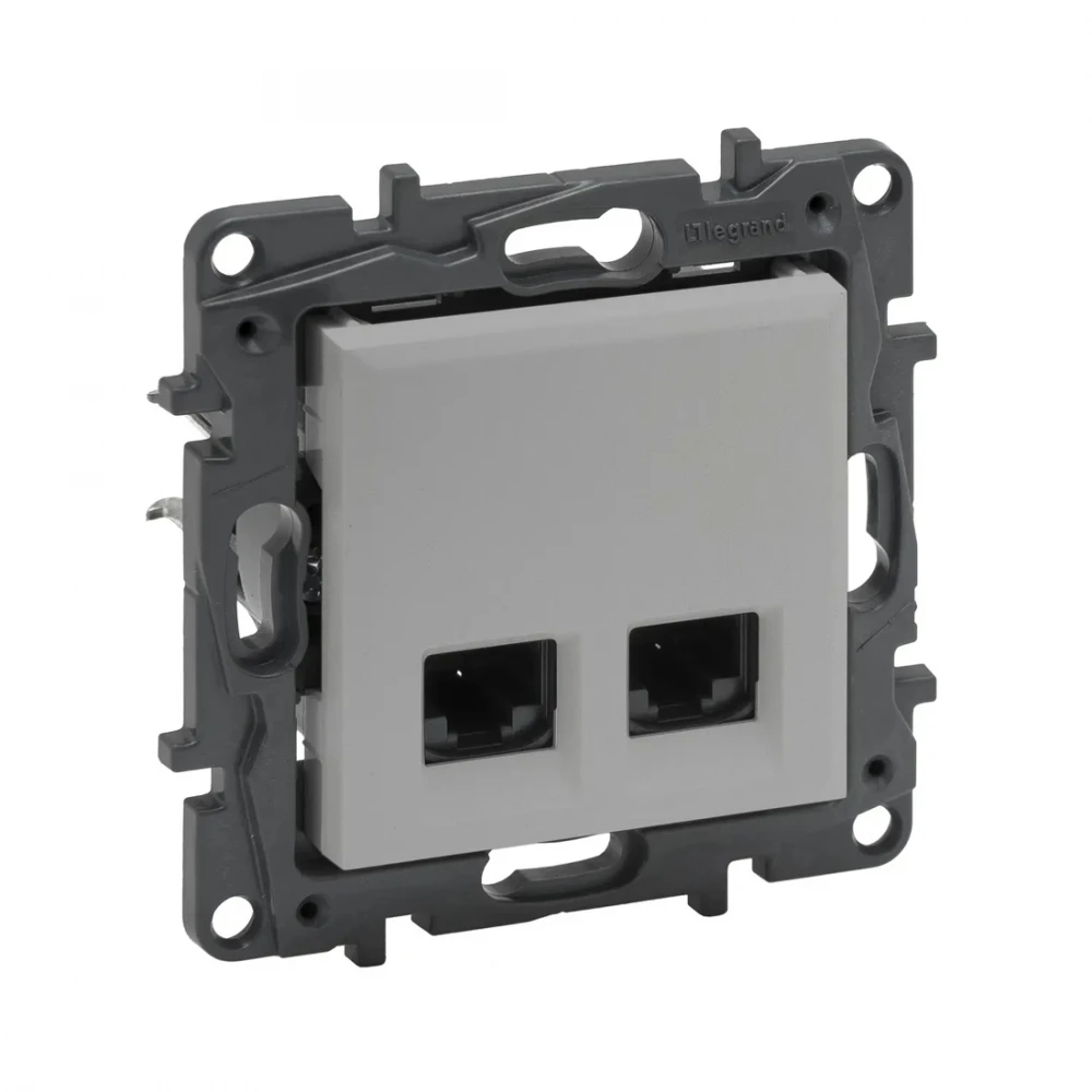 Сетевая розетка Legrand Информационная розетка двойная Niloe Step 2хRJ45 Кат.5e UTP Алюминий 863360