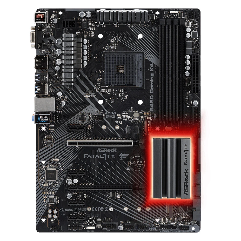 Материнская плата ASRock Gaming K4 B450 GAMING K4 ATX, AMD AM4