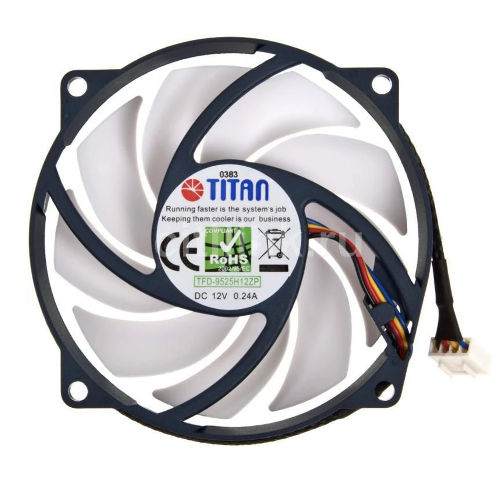 Система охлаждения Titan Вентилятор 80x80x25mm 4-pin 10-27dB Ret TFD-9525H12ZP/KU(RB) Для системного блока