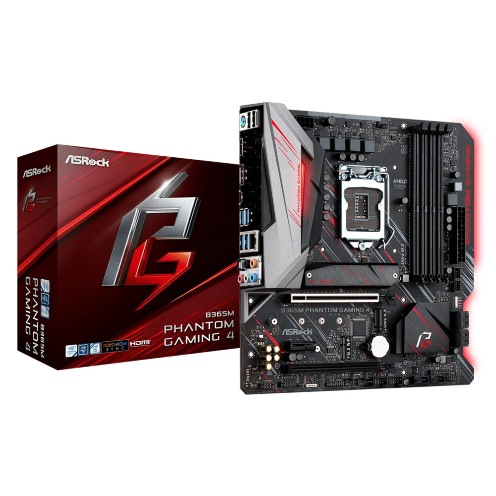 Материнская плата ASRock B365M Phantom Gaming 4 B365M PHANTOM GAMING 4 Micro-ATX, LGA 1151