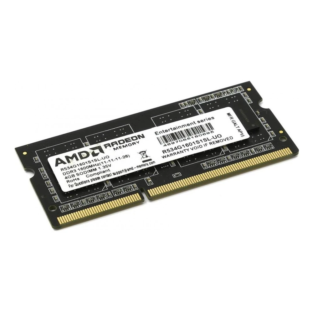 ОЗУ AMD R534G1601S1SL R534G1601S1SL-U SO-DIMM, DDR3, 4 Гб, 1600 МГц