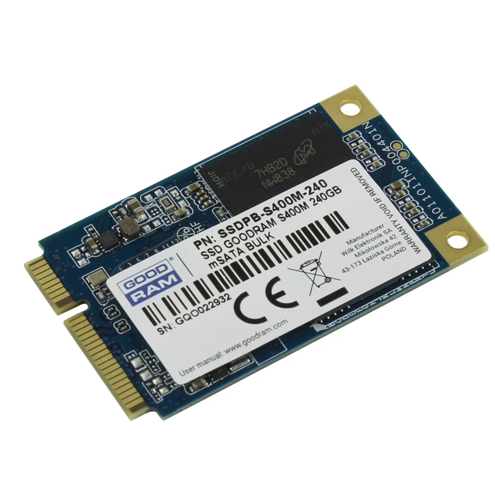 Жесткий диск GoodRam S400M SSD 240GB SSDPB-S400M-240 SSD (твердотельные), 240 ГБ, mSATA, SATA