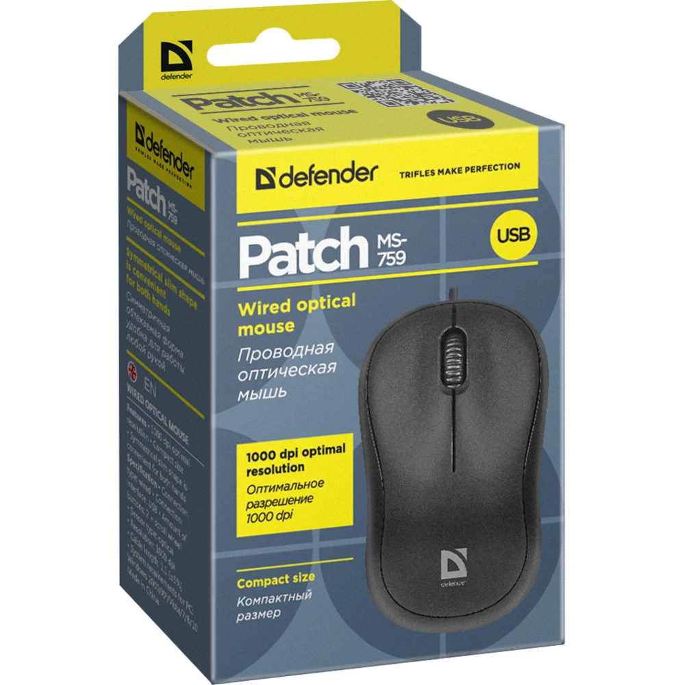Мышь Defender Patch MS-759 Бюджетные, Проводная