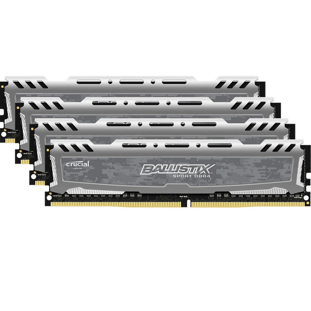 ОЗУ Crucial Ballistix Sport LT Gray 4x16Gb BLS4K16G4D26BFSB DIMM, DDR4, 64 Гб (4 х 16 Гб), 2666 МГц
