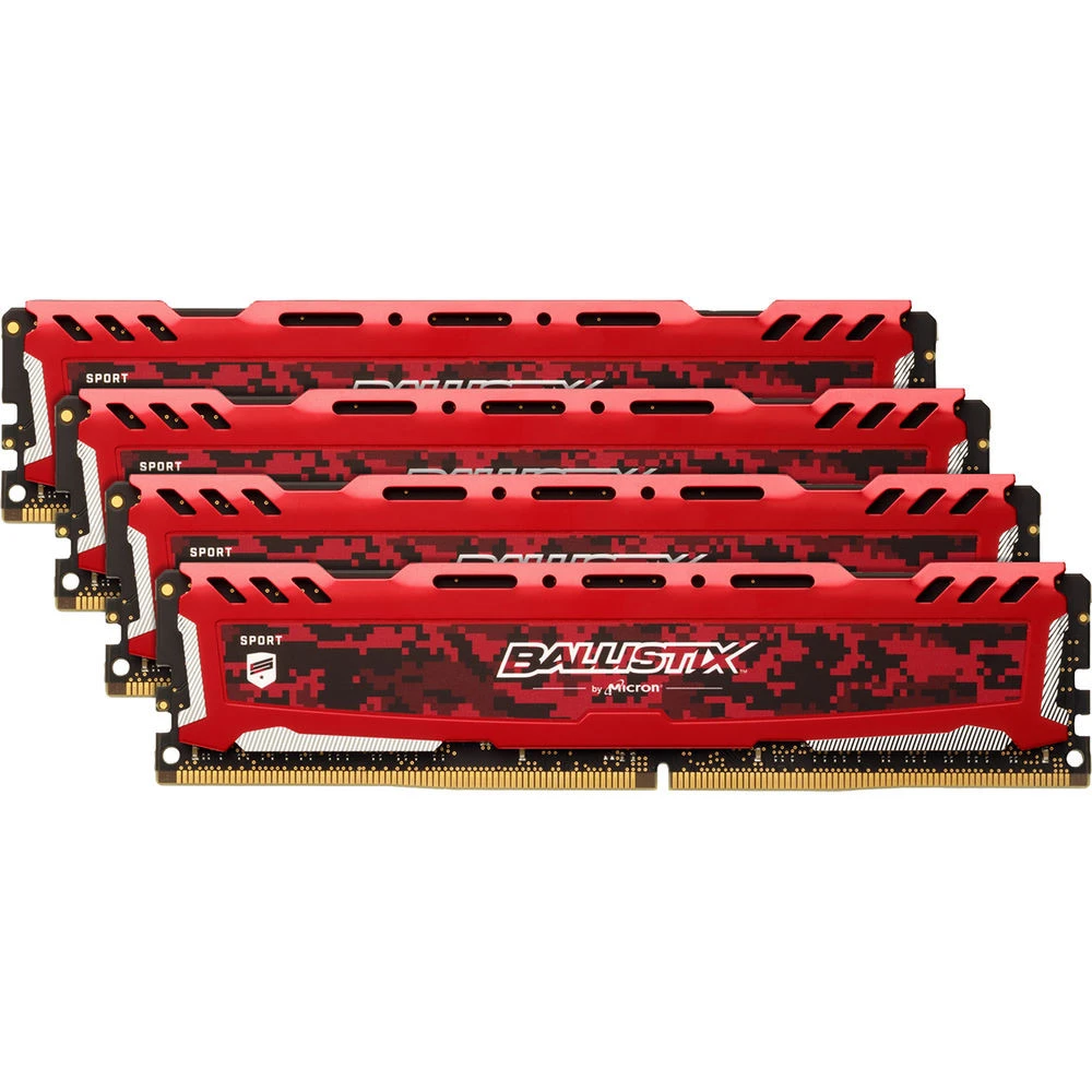 ОЗУ Crucial Ballistix Sport LT Red 4x16Gb BLS4K16G4D32AESE DIMM, DDR4, 64 Гб (4 х 16 Гб), 3200 МГц