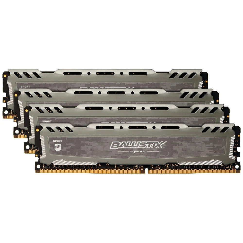 ОЗУ Crucial Ballistix Sport LT Gray 4x8Gb BLS4K8G4D26BFSBK DIMM, DDR4, 32 Гб (4 х 8 Гб), 2666 МГц