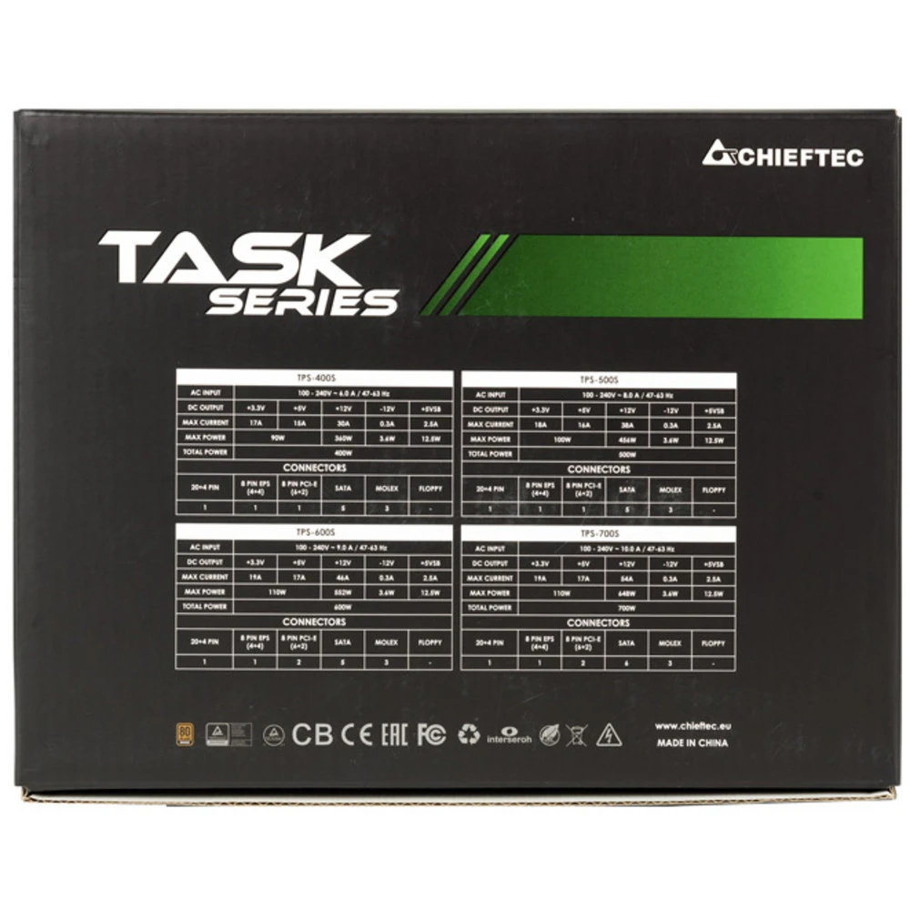 Блок питания Chieftec TPS-600S 600 Вт, 80+ Bronze