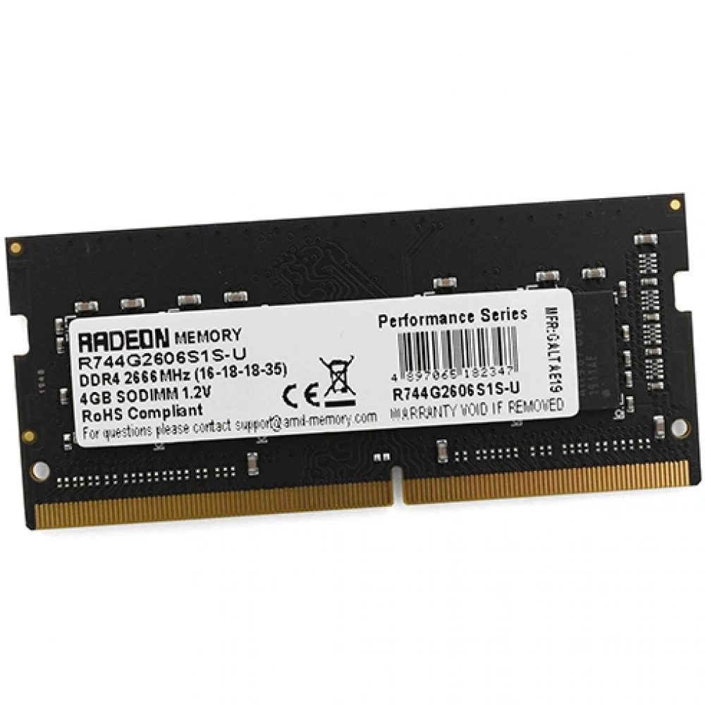 ОЗУ AMD Radeon R7 Performance R744G2606S1S-U SO-DIMM, DDR4, 4 Гб, 2666 МГц