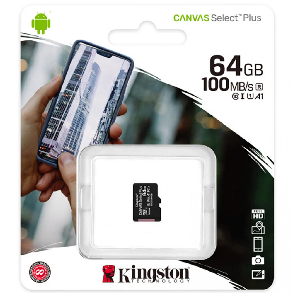 Флеш (Flash) карты Kingston microSDXC Canvas Select Plus без адаптера SDCS2/64GBSP 64 ГБ