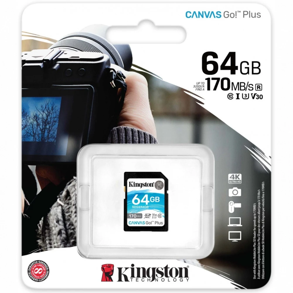 Флеш (Flash) карты Kingston SDXC Canvas Go! Plus SDG3/64GB 64 ГБ