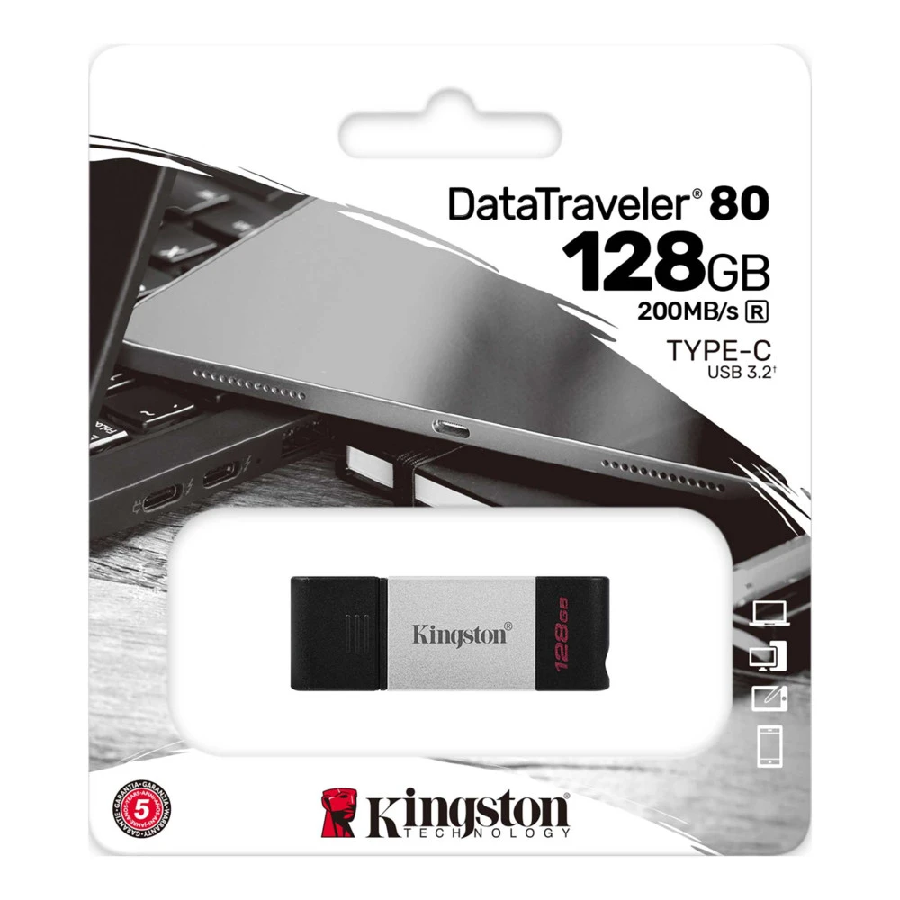 USB флешка (Flash) Kingston Data Traveler 80 (Silver-Black) DT80/128GB 128 ГБ