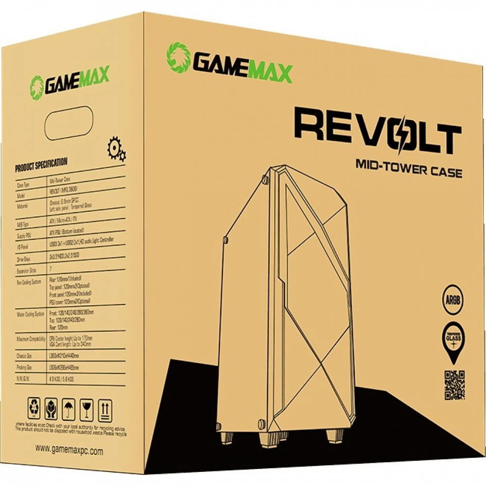 Корпус GameMax Revolt Black Mid-Tower