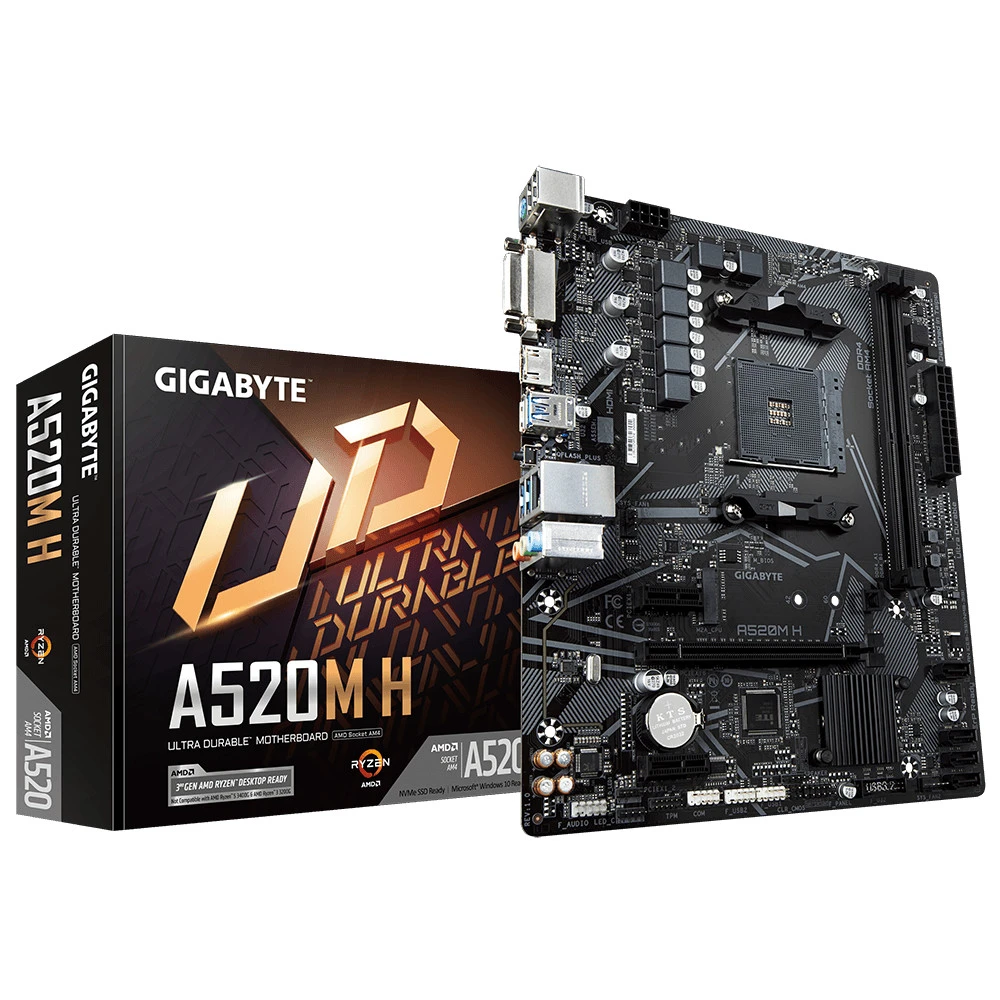 Материнская плата Gigabyte A520M H Micro-ATX, AMD AM4
