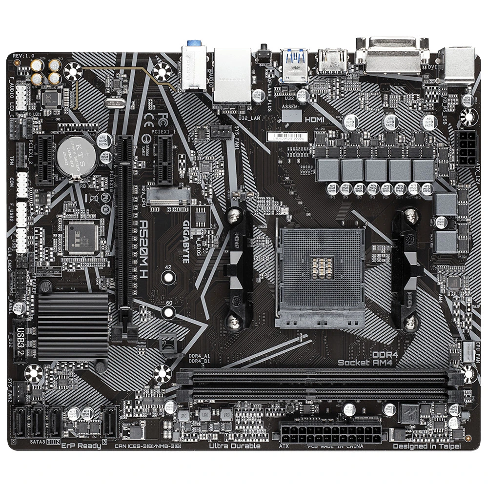 Материнская плата Gigabyte A520M H Micro-ATX, AMD AM4