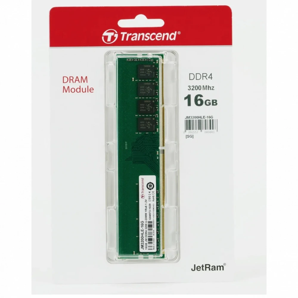 ОЗУ Transcend 16 ГБ JM3200HLE-16G DIMM, DDR4, 16 Гб, 3200 МГц