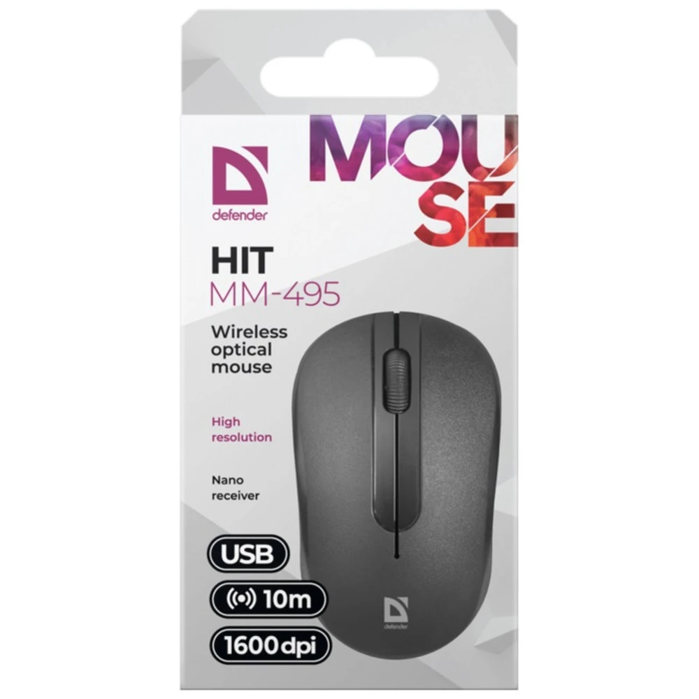 Мышь Defender Hit MM-495 Black 52495 Бюджетные, Беспроводная