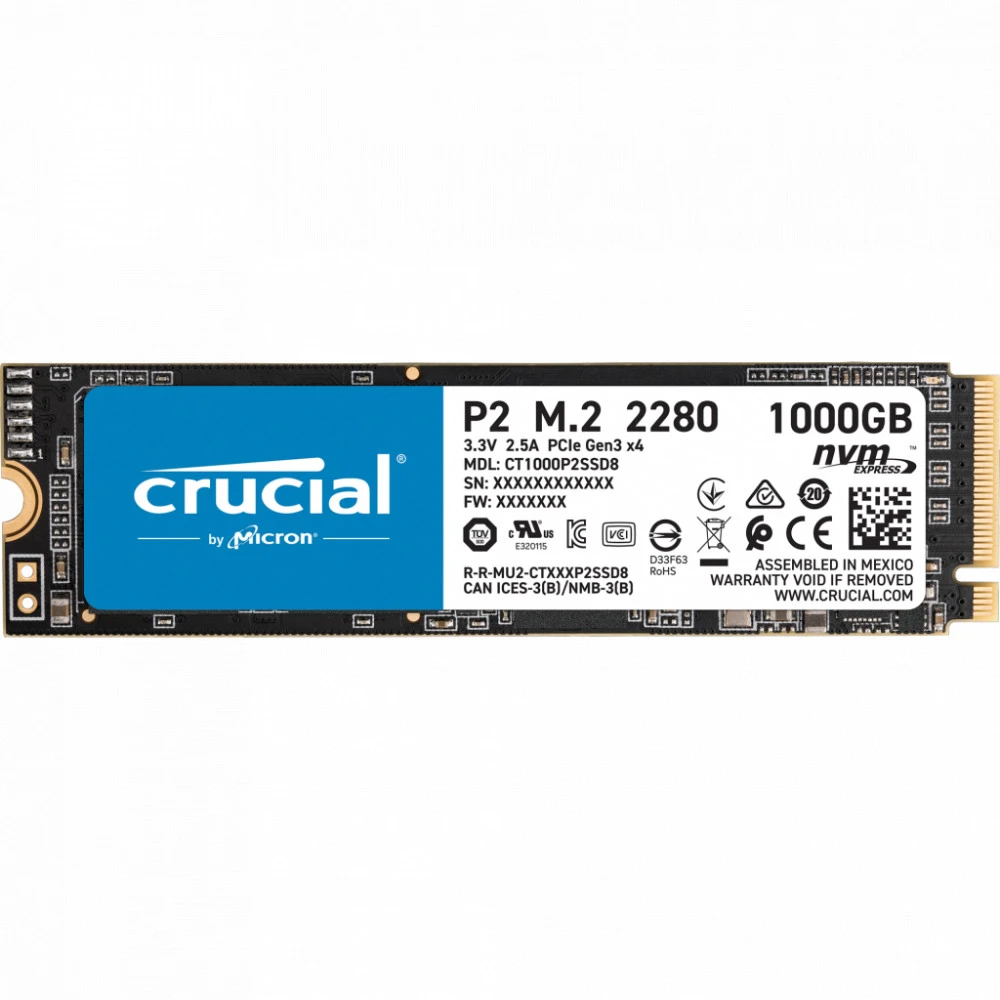 Жесткий диск Crucial P2 CT1000P2SSD8 SSD (твердотельные), 1 ТБ, M.2