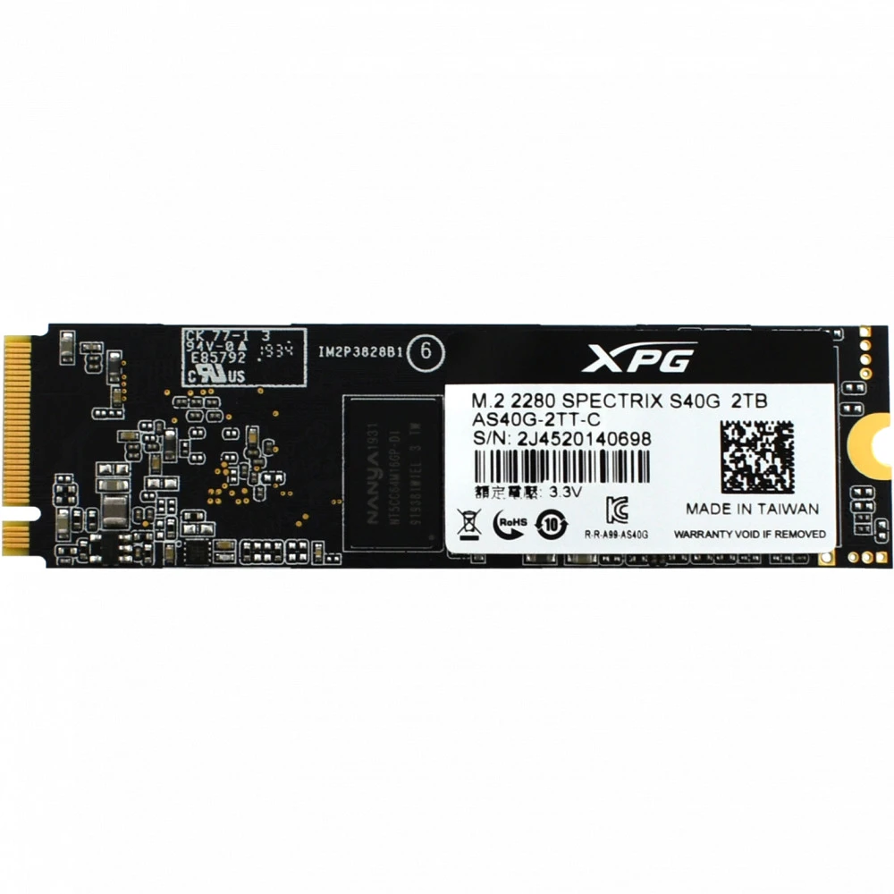 Жесткий диск ADATA XPG SPECTRIX S40G AS40G-2TT-C SSD (твердотельные), 2 ТБ, M.2, PCIe