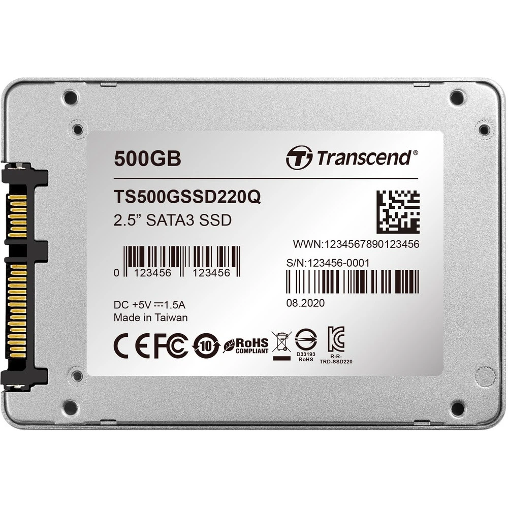 Жесткий диск Transcend SSD220Q TS500GSSD220Q SSD (твердотельные), 500 ГБ, 2.5 дюйма, SATA