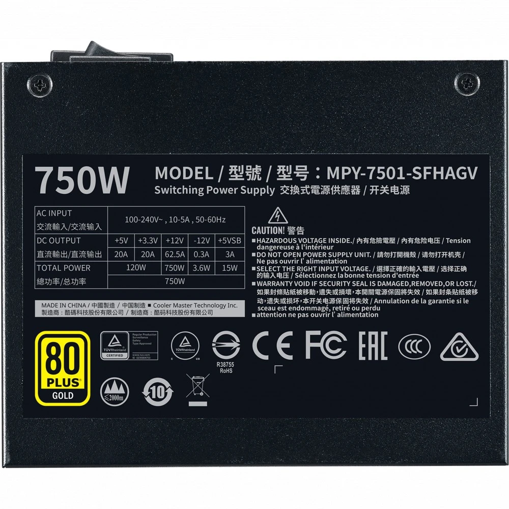 Блок питания Cooler Master MPY-7501-SFHAGV-EU 750 Вт, 80+ Gold