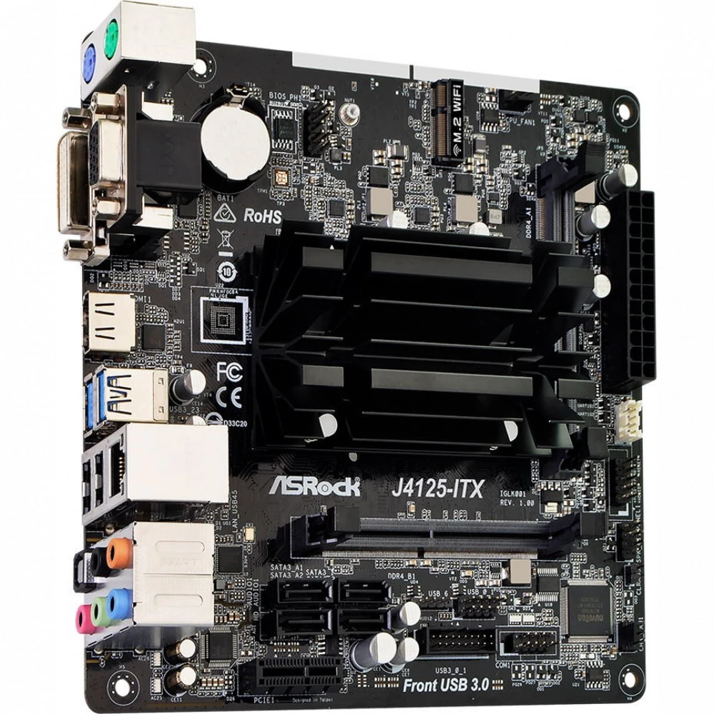 Материнская плата ASRock J4125-ITX Mini-ITX, С интегрированным процессором