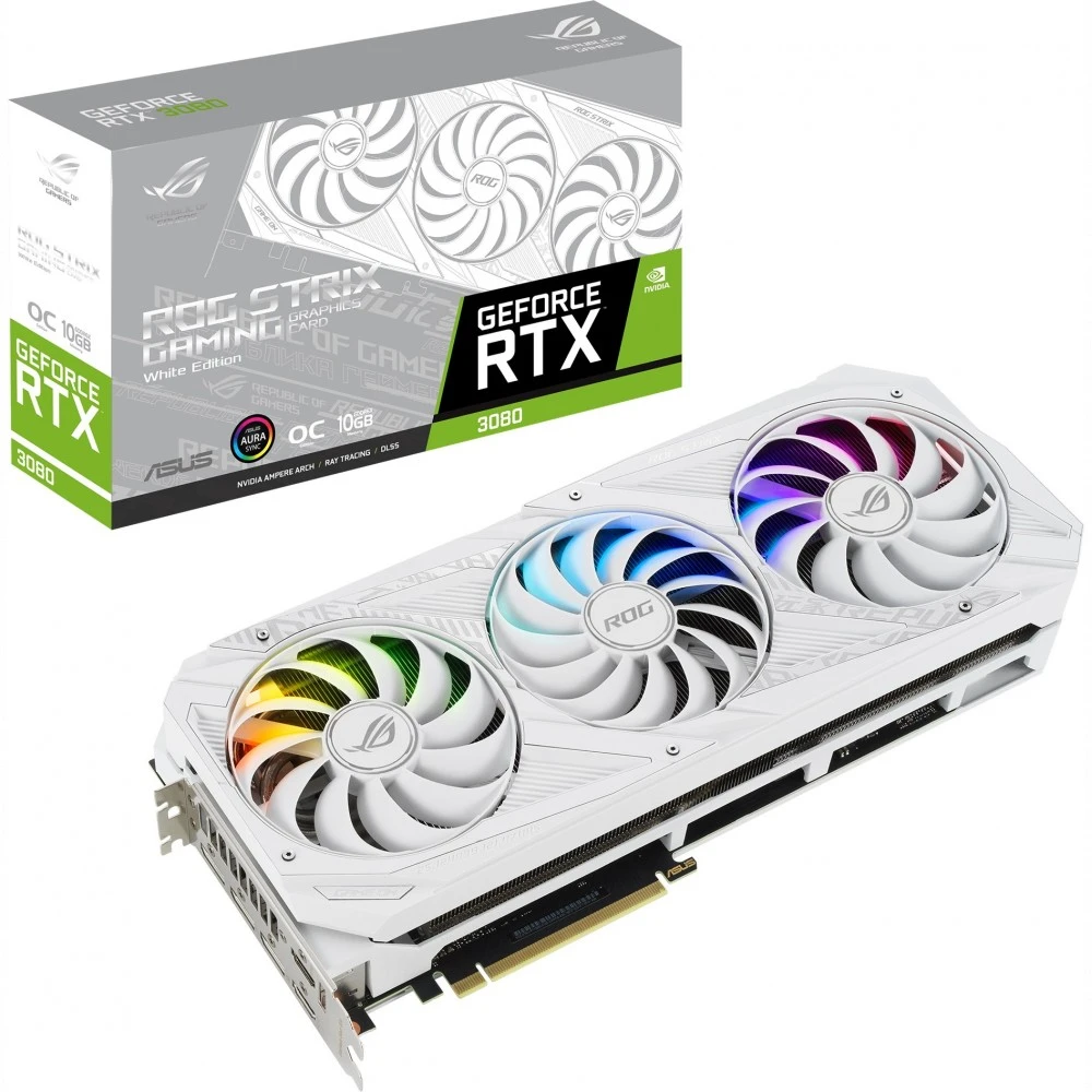 Видеокарта Asus ROG-STRIX-RTX3080-O10G ROG-STRIX-RTX3080-O10G-WHITE 10 ГБ
