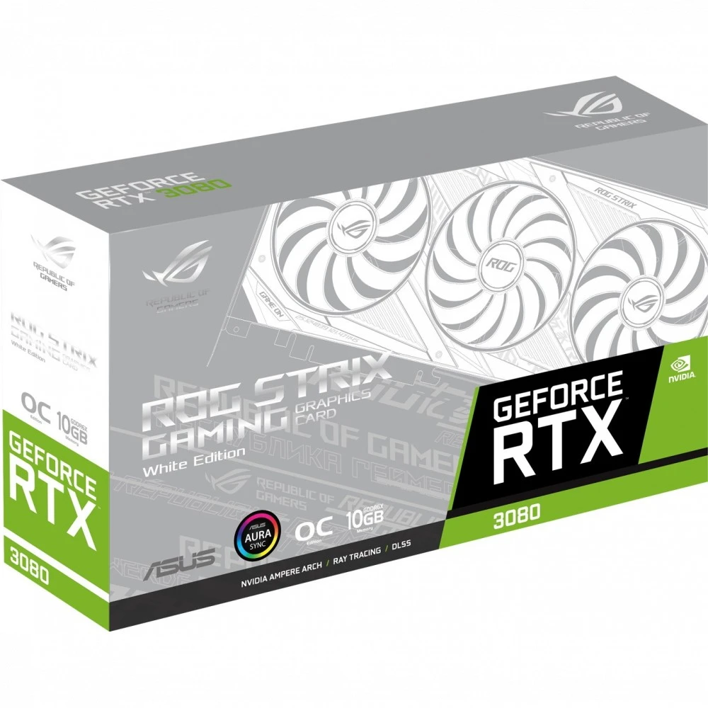Видеокарта Asus ROG-STRIX-RTX3080-O10G ROG-STRIX-RTX3080-O10G-WHITE 10 ГБ