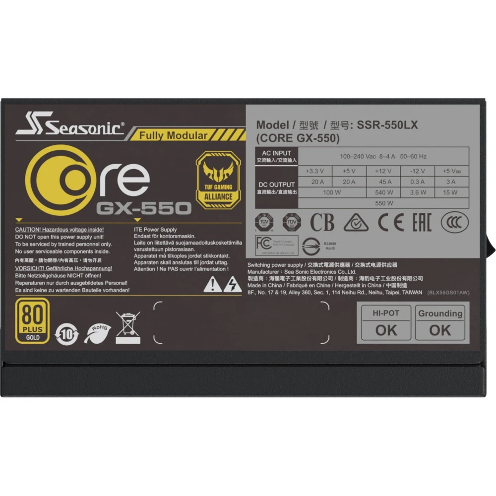 Блок питания Seasonic Core GX-550 SSR-550LX 550 Вт, 80+ Gold