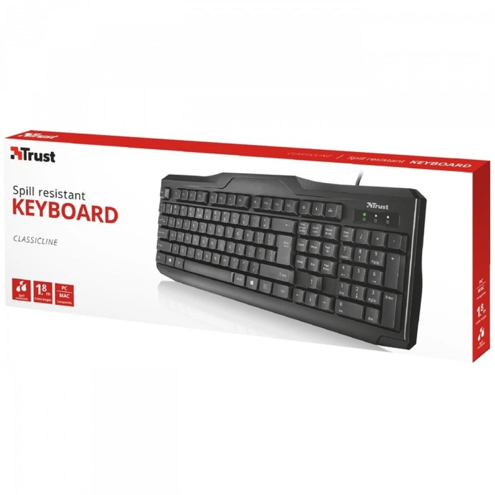 Клавиатура Trust Keyboard Classicline Black 21200 Проводная, USB