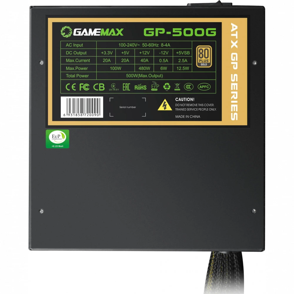 Блок питания GameMax GP-500G 500 Вт, 80+ Gold