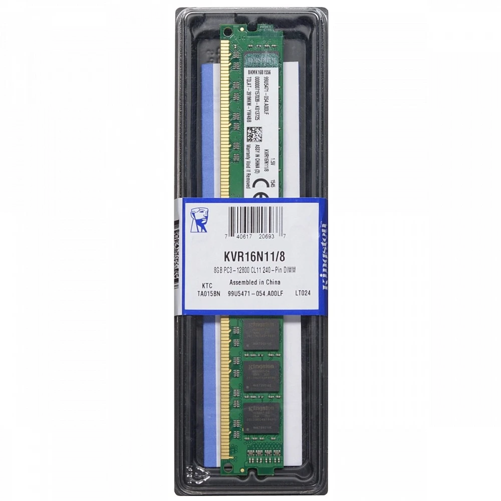 ОЗУ Kingston 8 ГБ KVR16N11/8WP DIMM, DDR3, 8 Гб, 1600 МГц