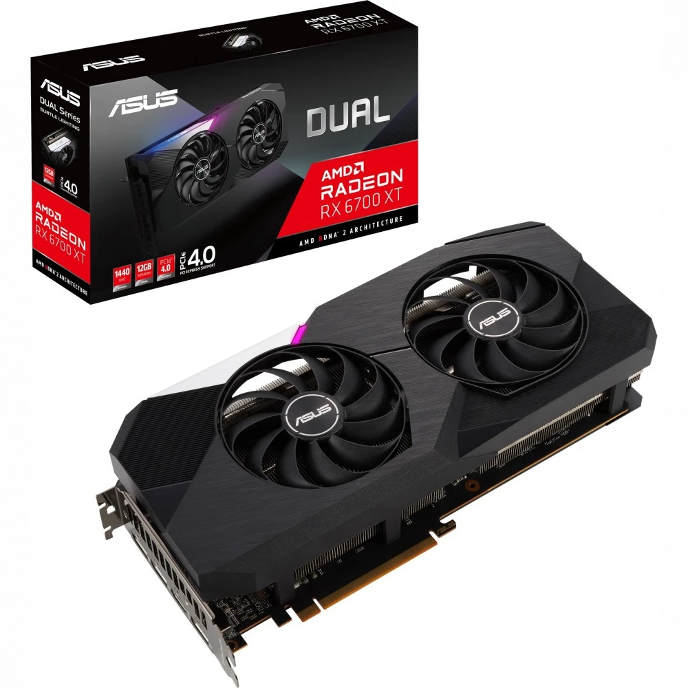 Видеокарта Asus DUAL-RX6700XT-12G RTL ASUS DUAL-RX6700XT-12G RTL 12 ГБ