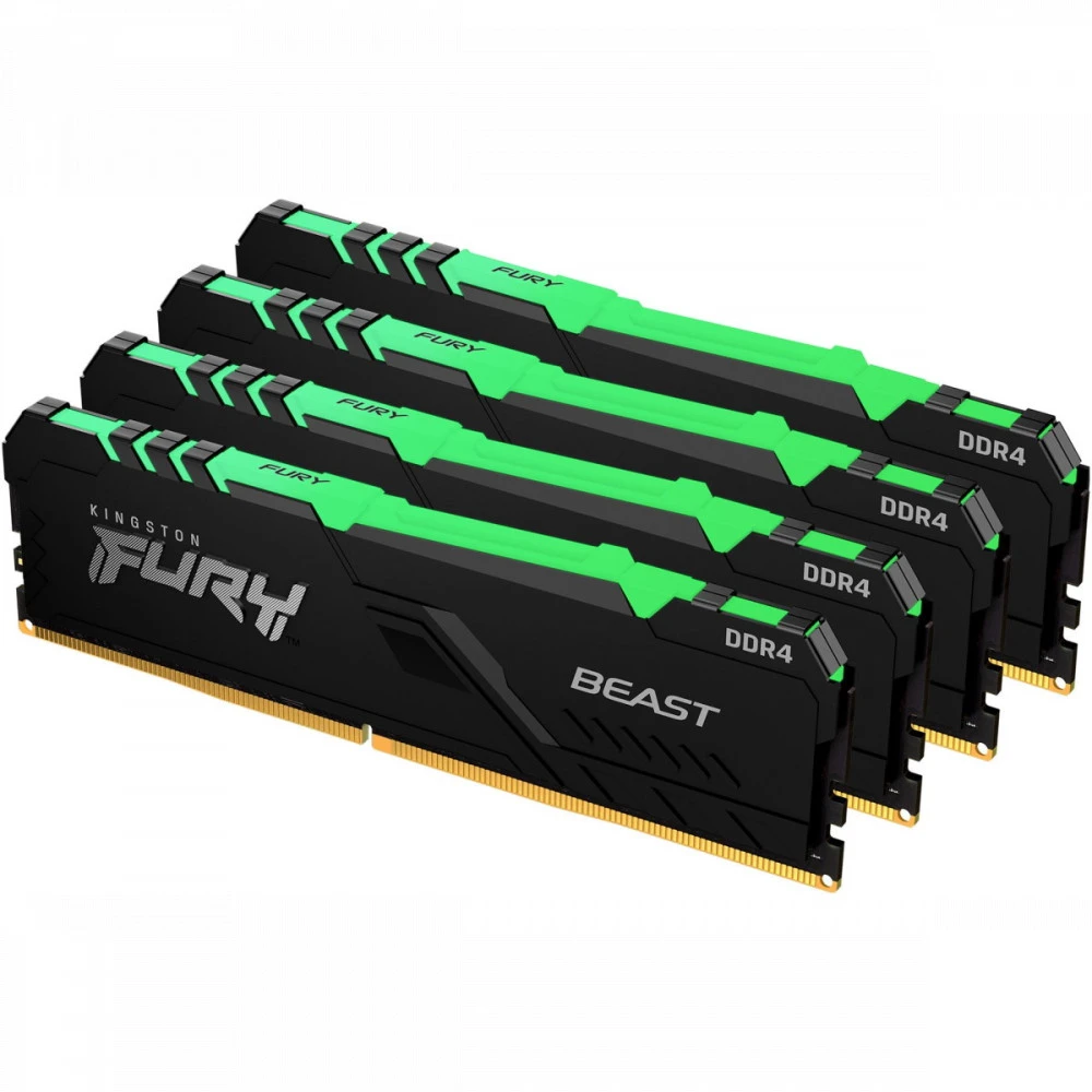 ОЗУ Kingston Fury Beast RGB KF436C18BBAK4/64 DIMM, DDR4, 64 Гб (4 х 16 Гб), 3600 МГц