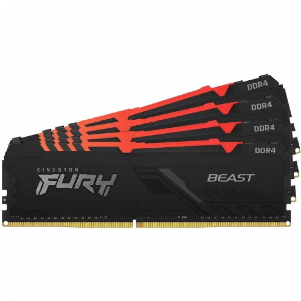ОЗУ Kingston Fury Beast RGB KF436C17BBAK4/32 DIMM, DDR4, 32 Гб (4 х 8 Гб), 3600 МГц