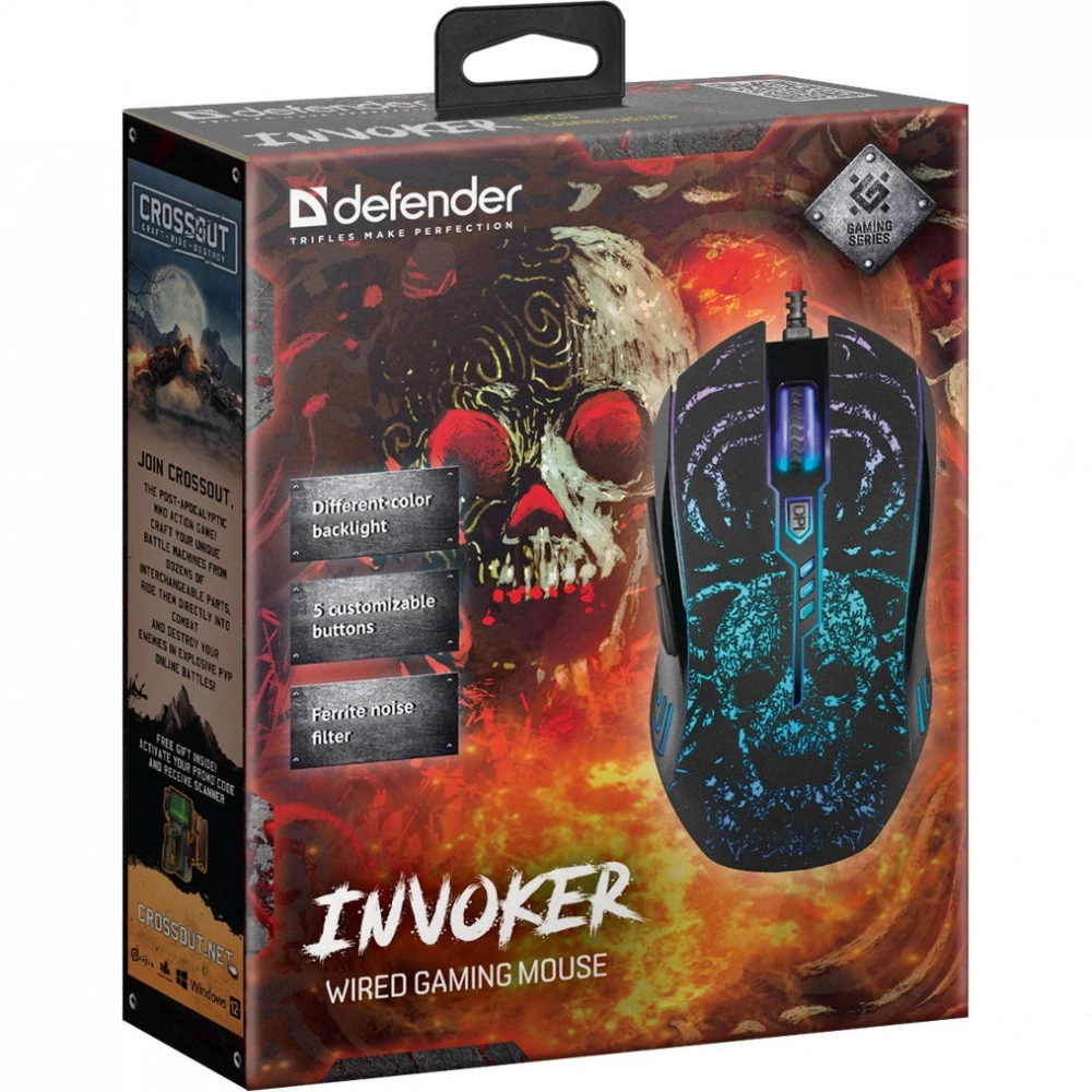 Мышь Defender Invoker GM-947 52947 Игровые, Проводная