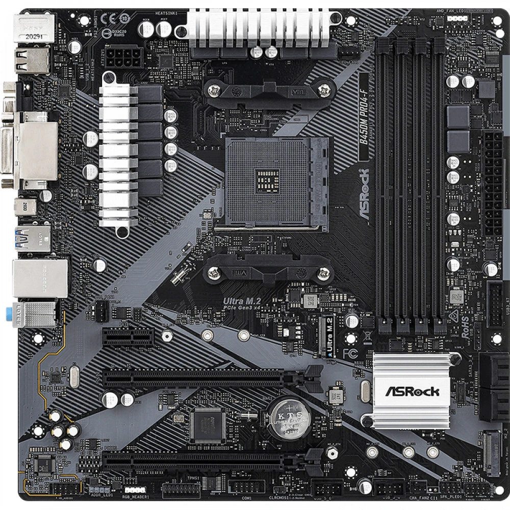 Материнская плата ASRock B450M PRO4-F R2.0 Micro-ATX, AMD AM4
